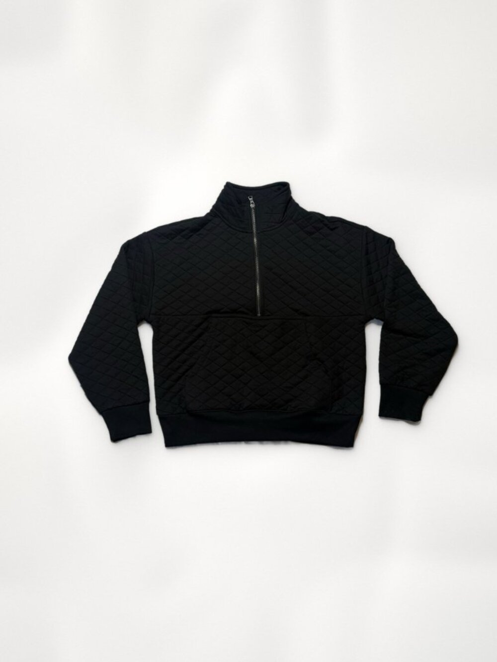 DSG Black Quilted Half Zip Mock Neck Pullover with Pocket S